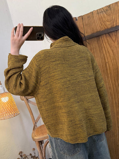 Women Autumn Casual Pure Color Turtleneck Sweater