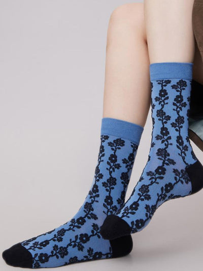 5 Pairs Women Artsy Flower Embossing Socks