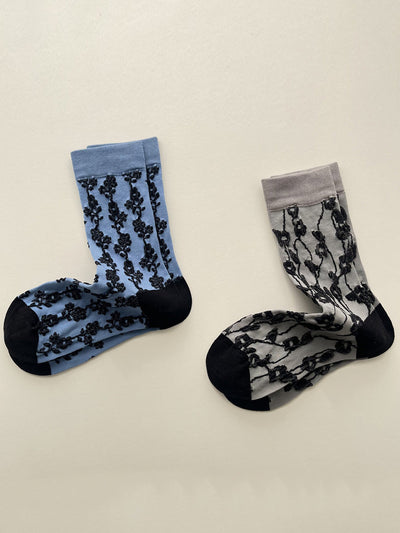 5 Pairs Women Artsy Flower Embossing Socks