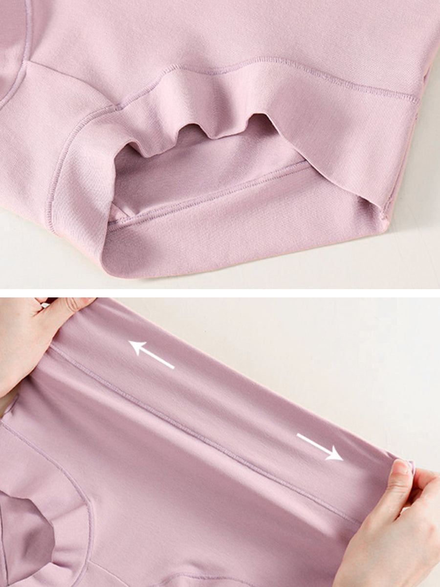 6 Pieces Women Winter Pure Color High Waist Underwear