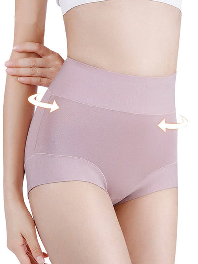 6 Pieces Women Winter Pure Color High Waist Underwear