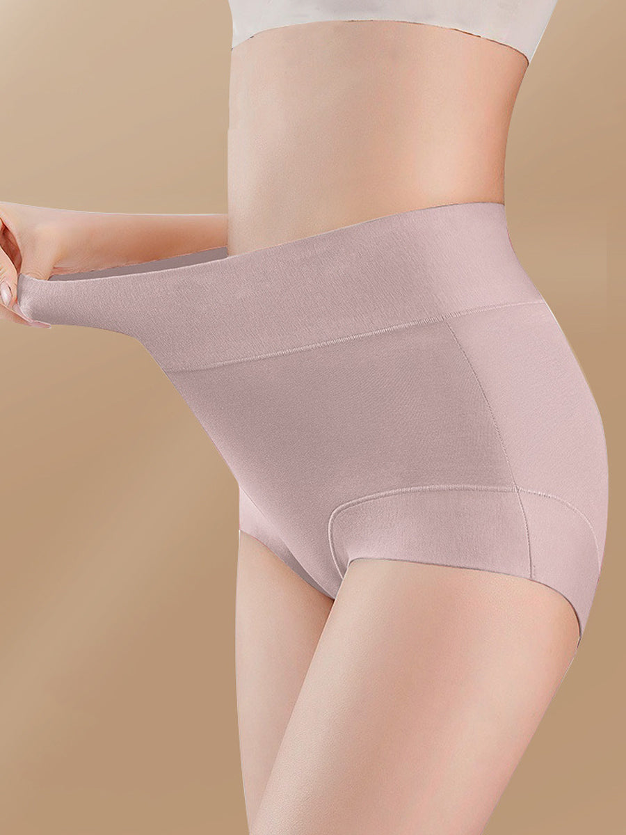 6 Pieces Women Winter Pure Color High Waist Underwear