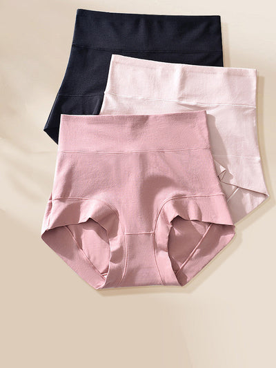 6 Pieces Women Winter Pure Color High Waist Underwear