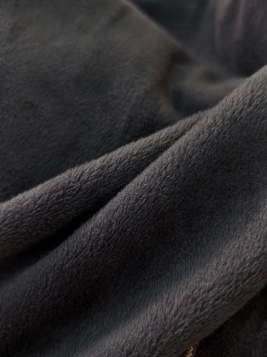 Women Vintage Autumn Plaid Fleece-lined Cotton Shirt