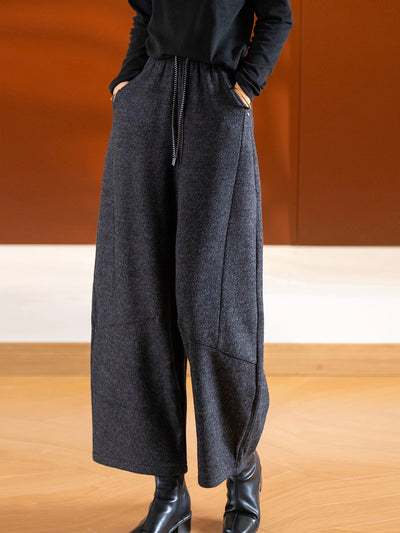Women Winter Casual Pure Color Straight Pants