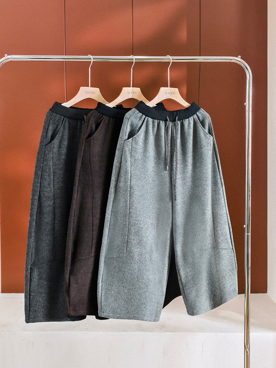 Women Winter Casual Pure Color Straight Pants