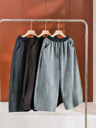 Women Winter Casual Pure Color Straight Pants