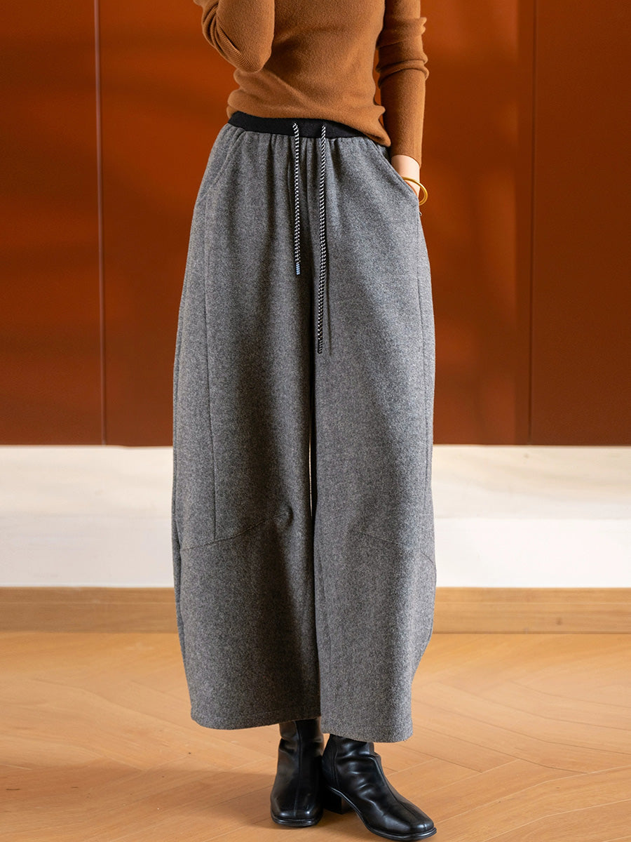 Women Winter Casual Pure Color Straight Pants