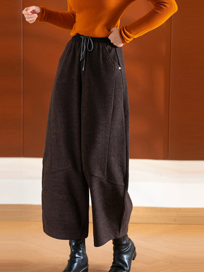 Women Winter Casual Pure Color Straight Pants
