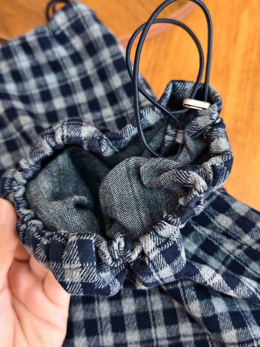 Women Vinage Autumn Plaid Harem Loose Pants