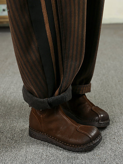 Women Winter Vintage Stripe Padded Harem Pants