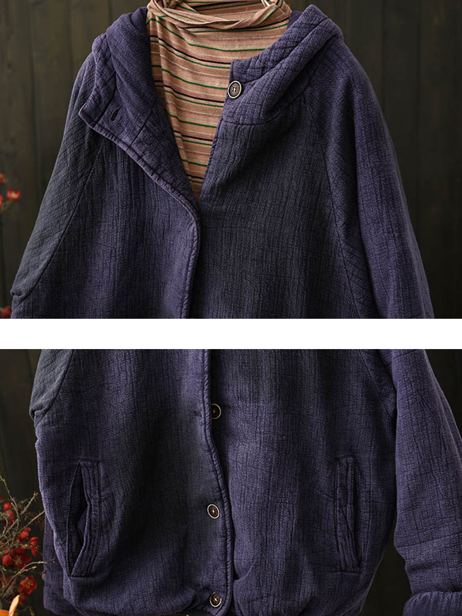 Women Vintage Winter Cotton Hooded Padded Coat