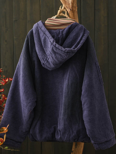 Women Vintage Winter Cotton Hooded Padded Coat