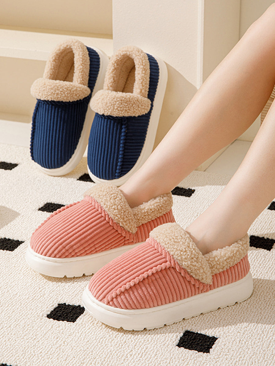 Winter Couple Pure Color Outdoor Fleece-lined Shoes