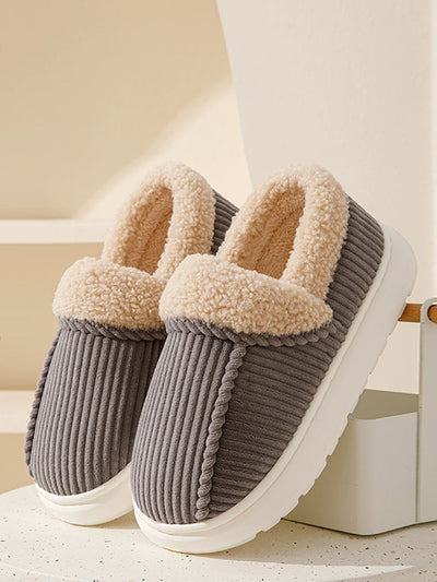 Winter Couple Pure Color Outdoor Fleece-lined Shoes