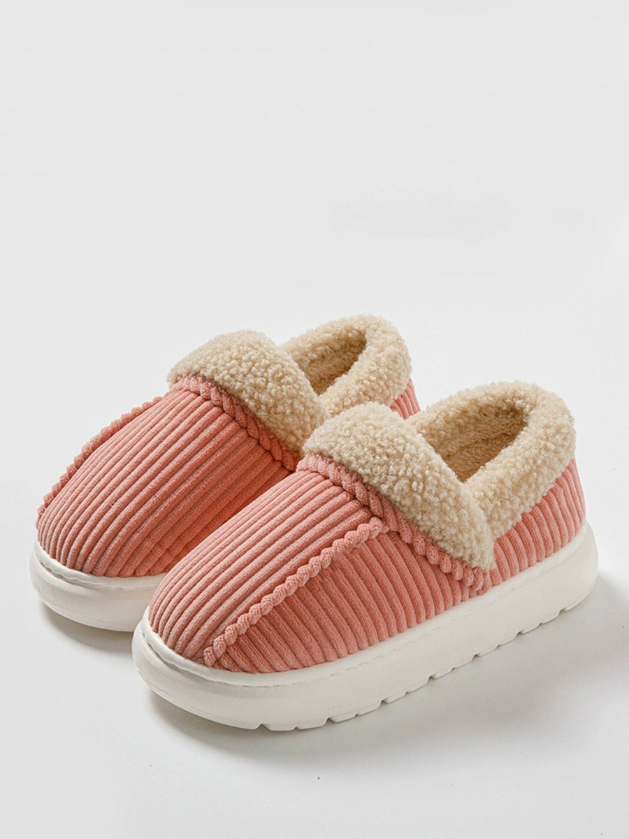 Winter Couple Pure Color Outdoor Fleece-lined Shoes