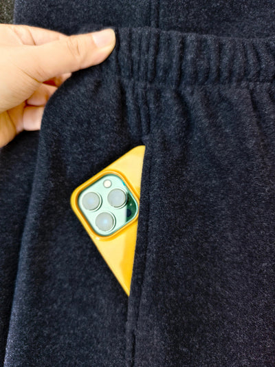 Women Winter Casual Pure Color Fleece-lined Pants