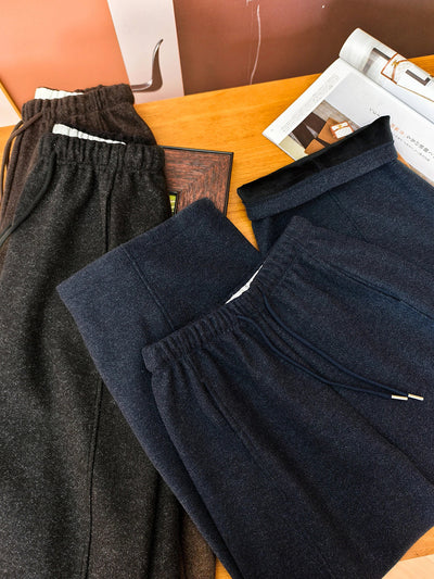 Women Winter Casual Pure Color Fleece-lined Pants