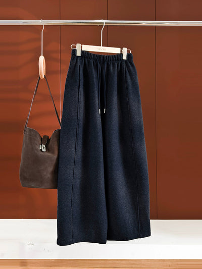 Women Winter Casual Pure Color Fleece-lined Pants