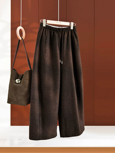 Women Winter Casual Pure Color Fleece-lined Pants