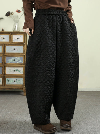 Women Vintage Winter Leopard Padded Harem Pants