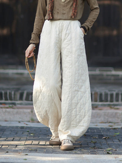 Women Winter Casual Pure Color Padded Bloomers