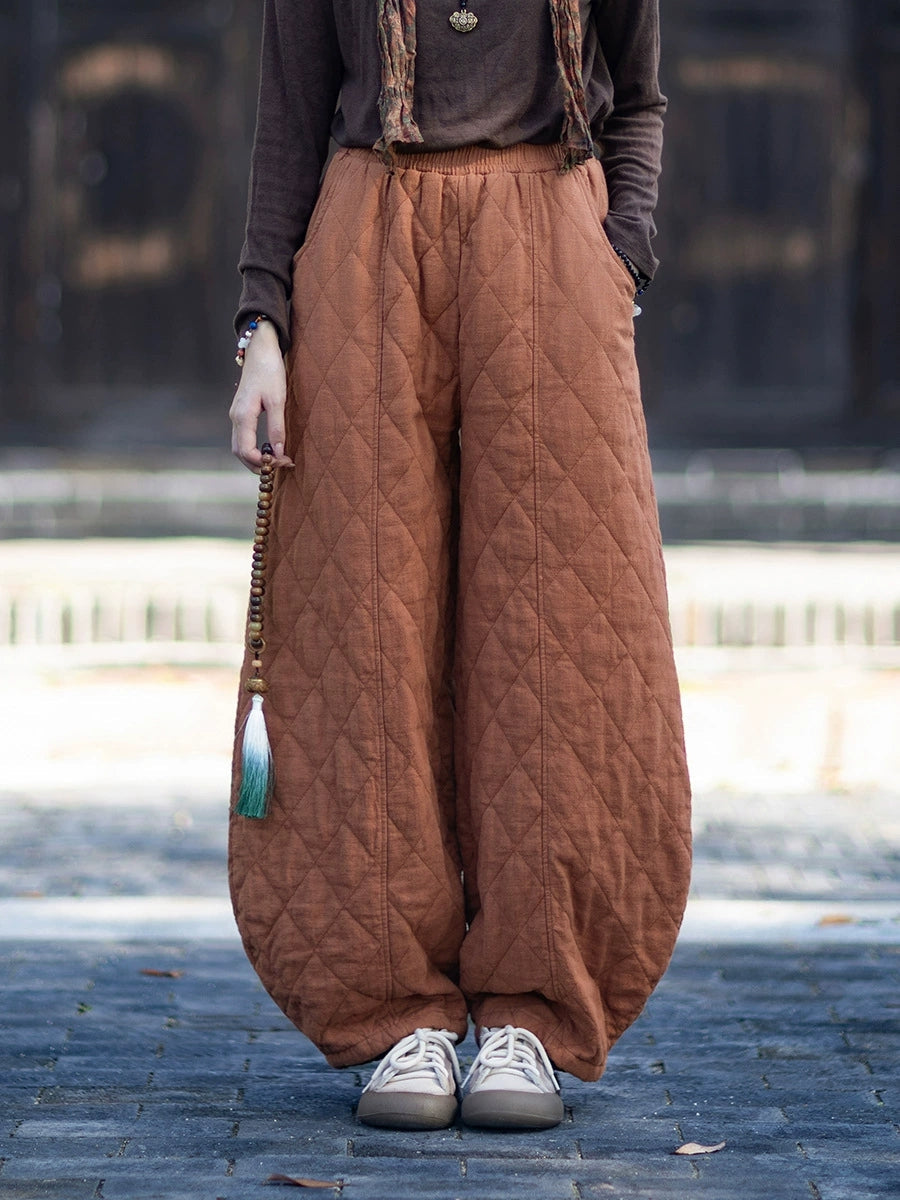 Women Winter Casual Pure Color Padded Bloomers