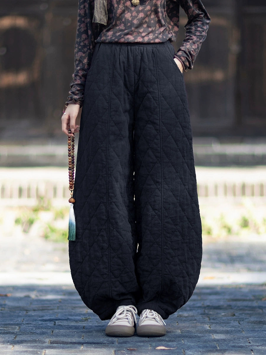 Women Winter Casual Pure Color Padded Bloomers