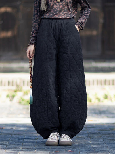 Women Winter Casual Pure Color Padded Bloomers