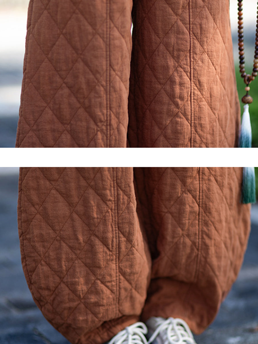 Women Winter Casual Pure Color Padded Bloomers