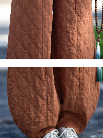 Women Winter Casual Pure Color Padded Bloomers