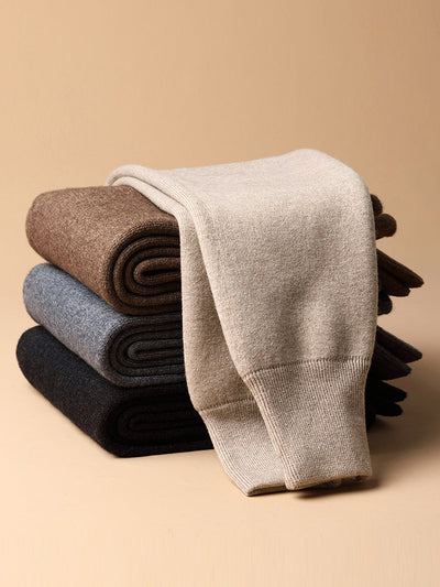 Couple Winter Keep Warm Pure Color Wool Leggings