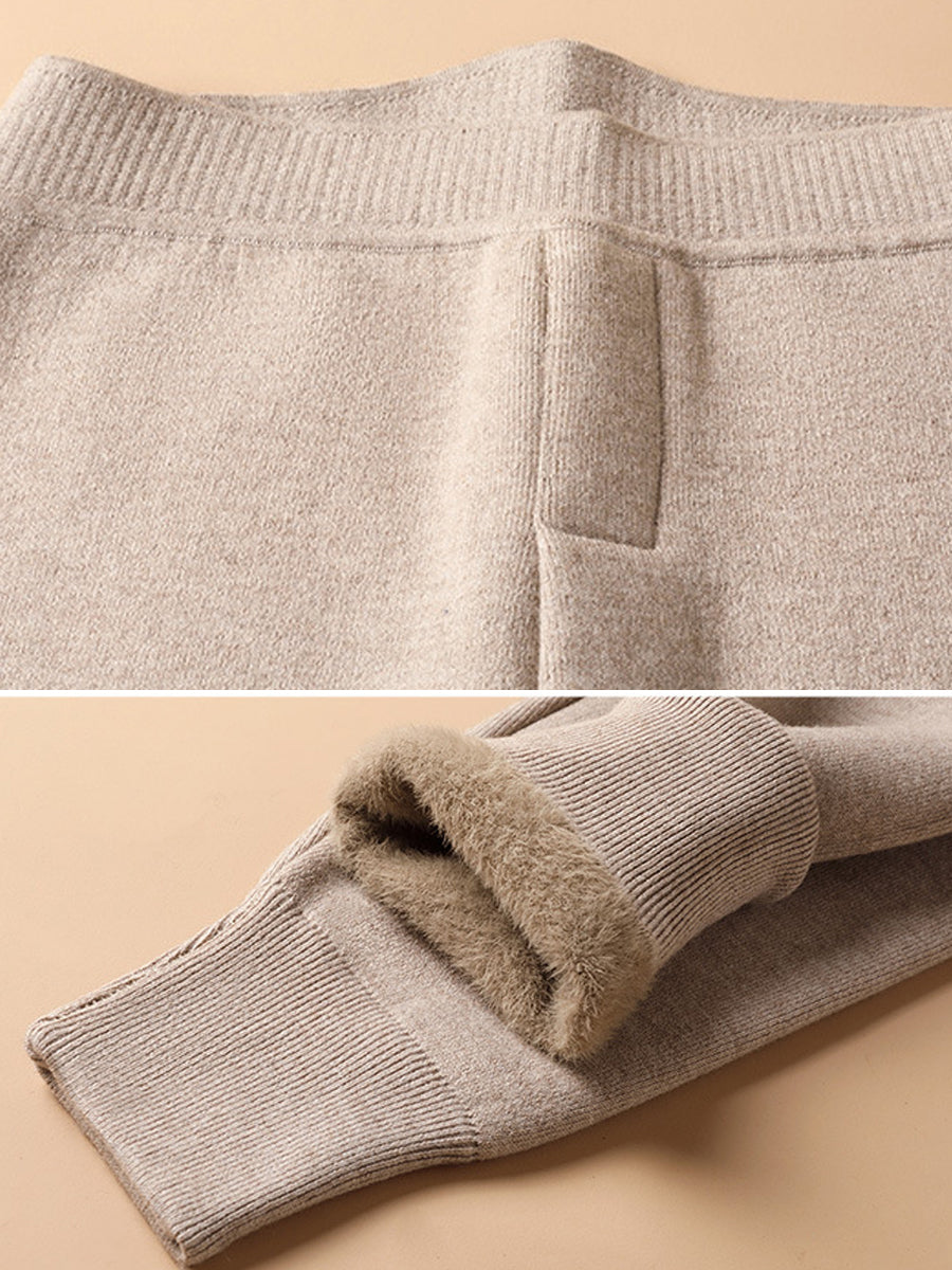 Couple Winter Keep Warm Pure Color Wool Leggings