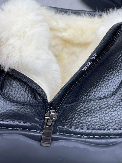 Women Vintage Winter Leather Fleece-lined Flat Boots