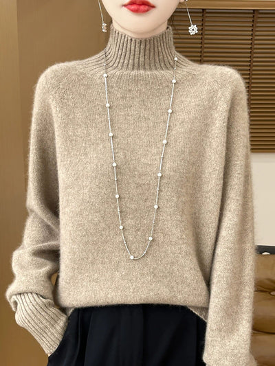 Women Autumn Pure Color Wool Turtleneck Sweater