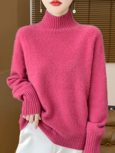 Women Autumn Pure Color Wool Turtleneck Sweater