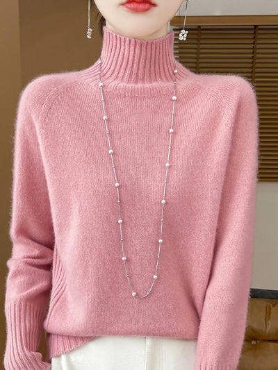 Women Autumn Pure Color Wool Turtleneck Sweater