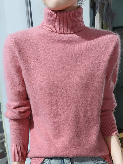 Women Autumn Pure Color Turtleneck Sweater