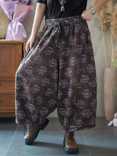 Women Vintage Flower Loose Harem Pants