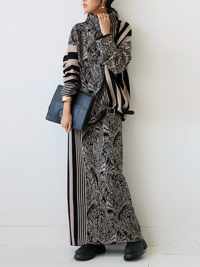 Long Sleeves Loose Striped Pullovers