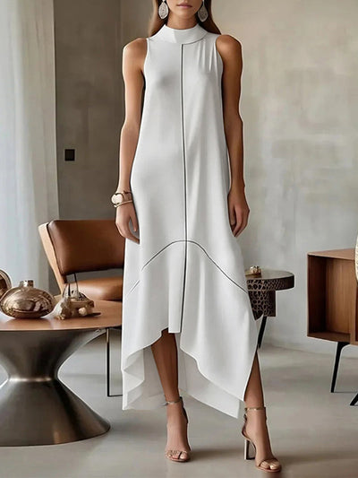 Sleeveless Split-Joint Split-Side High Neck Maxi Dresses