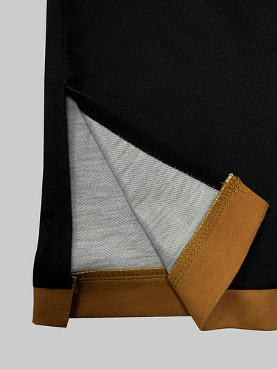 Flared Sleeves Long Sleeves Flower Print Split-Joint Mock Neck T-Shirts Tops