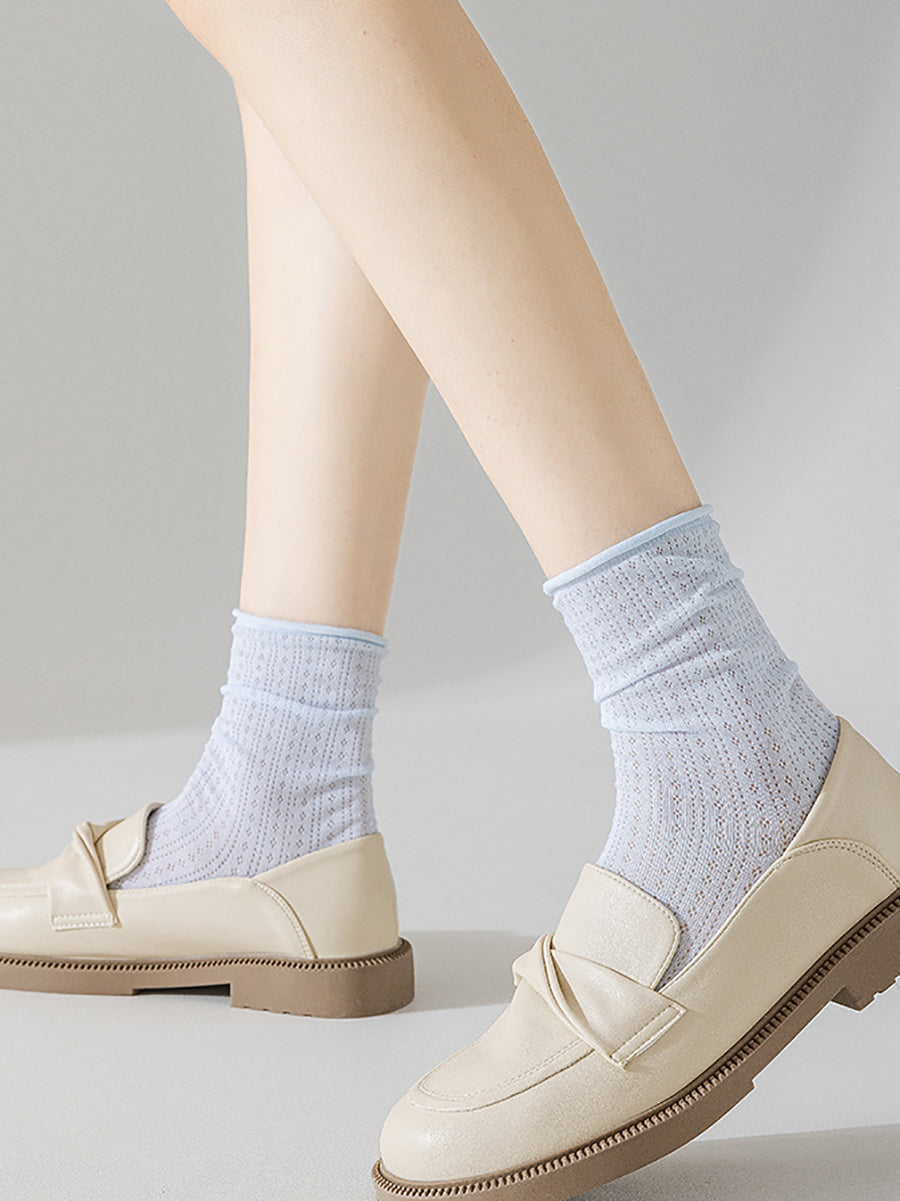 6 Pairs Women Summer Casual Pure Color Socks