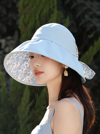 Women Summer Artsy Floral Bowknot Sunproof Hat