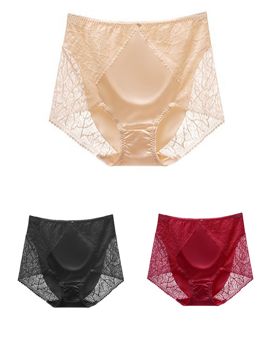 3 Pairs Women Artsy Lace Satin Underwear