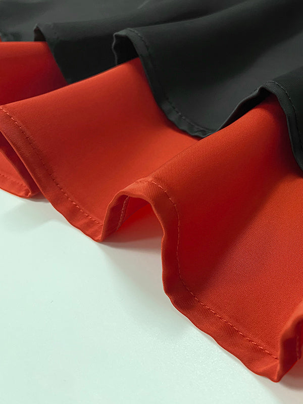 Loose Sleeveless Contrast Color Split-Joint Tiered High Neck Evening Dresses Midi Dresses