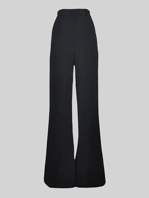 Loose Wide Leg High-Waisted Solid Color Pants Trousers