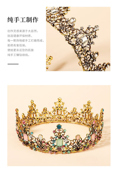 baroque color diamond alloy  bride retro round crown