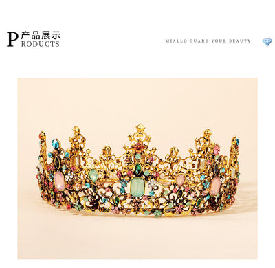 baroque color diamond alloy  bride retro round crown