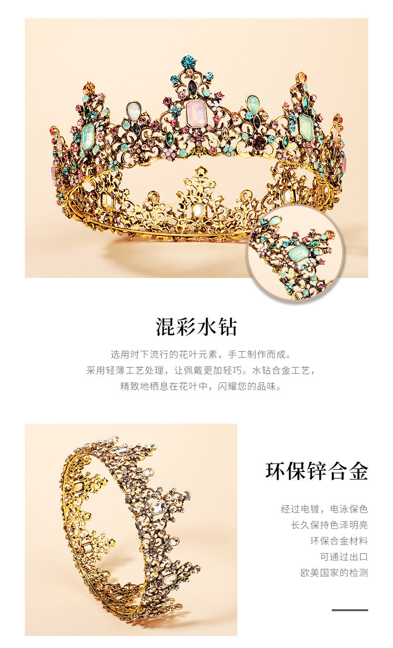 baroque color diamond alloy  bride retro round crown
